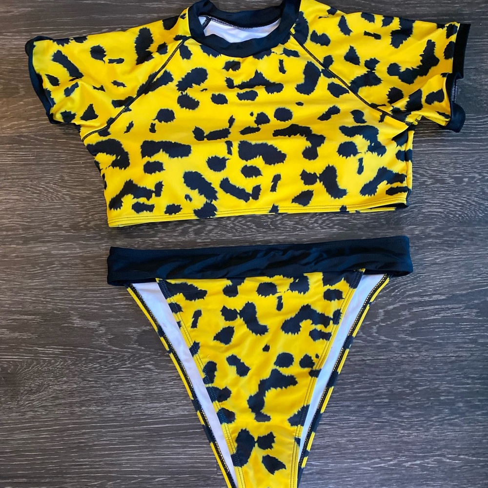 Animal print plus size shein bathing suit